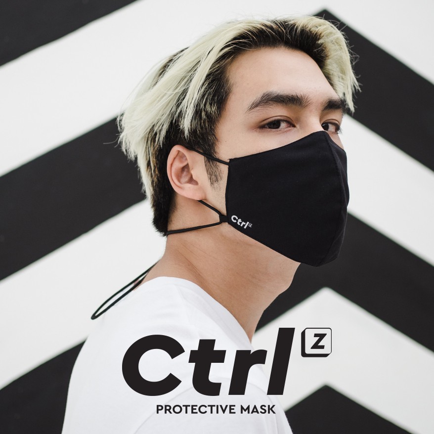 📌พร้อมส่ง📌 หน้ากากผ้า Ctrl Z สายคล้องคอปรับได้ หนา 3 ชั้น สวมใส่สบาย - Ctrl Z Protective Mask