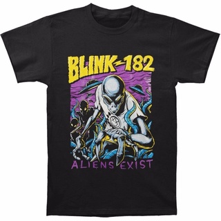 ผ้าฝ้ายแท้เสื้อยืดลําลอง แขนสั้น คอกลม พิมพ์ลายเอเลี่ยน Blink 182 เข้ากับทุกการแต่งกาย สําหรับผู้ชาย 204514S-4XL