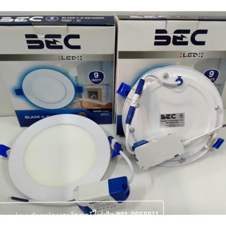 โคมดาวน์ไลท์ LED 9w แสงขาว ชนิดฝังฝ้าหน้ากลม แบบบาง, BEC LED