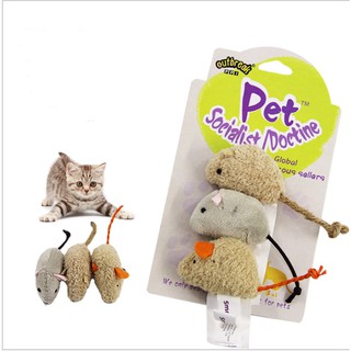 D64 ตุ๊กตาหนู (1แพค 3 ตัว) เหยื่อล่อแมว ของเล่นแมว ถูกสุด พร้อมส่ง sweet pets house