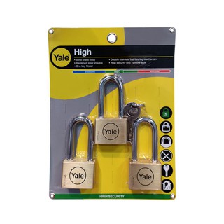 กุญแจคีย์อะไลท์ YALE BD45P3L- 45 มม. 3 ตัว/ชุด YALE BD45P3L- 45 MM. POLISHED BRASS 3EA/SET KEY ALIKE PADLOCK