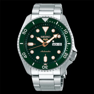 SEIKO 5 SPORTS AUTOMATIC นาฬิกาข้อมือผู้ชาย สายสแตนเลส รุ่น SRPD63K1,SRPD63K,SRPD (หน้าปัดเขียว)