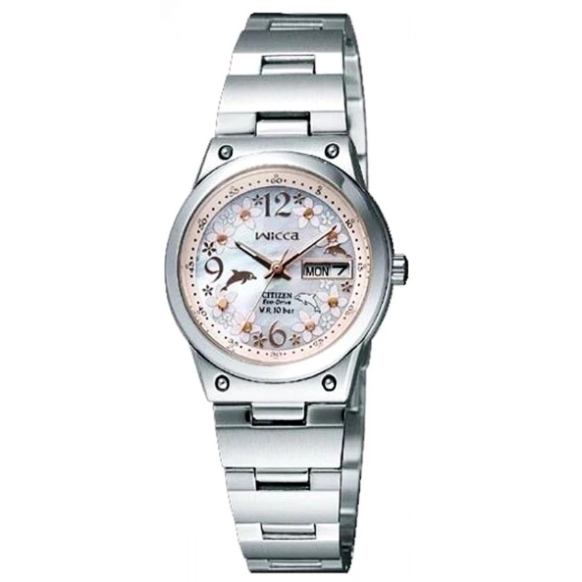 CITIZEN Eco-Drive Sapphire Ladies Watch Mother of Pearl Light Pink Stainless Strap รุ่น EW3081-59W