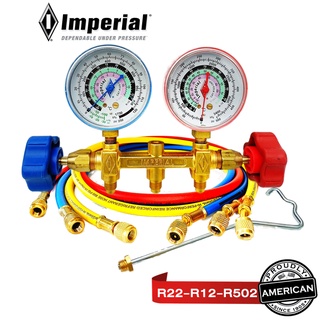 เกจวัดน้ำยาแอร์ Imperial ® อิมพีเรียล 396CKP พร้อมสาย 36 90cm. MANIFOLD  GAUGES R22-R12-R502