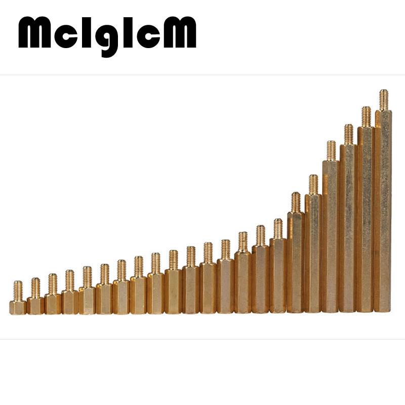 ตัวยึดสแตนด์อโลน สกรูทองเหลืองเกลียว PCB M3 ตัวผู้ x M3 ตัวเมีย 6 มม. ~ 40 มม. 10 ชิ้น/ล็อต