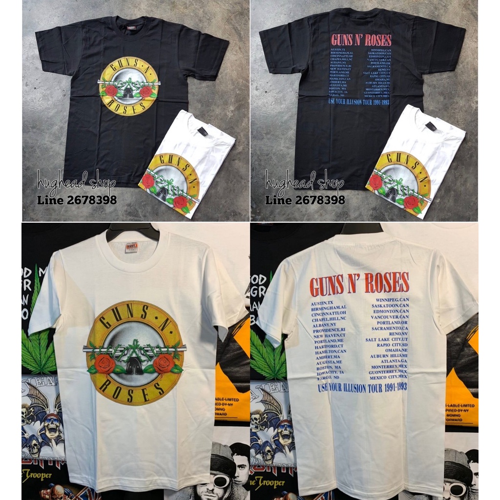 #เสื้อยืดคอกลม#GN082 เสื้อยืดเรืองแสงวงร็อค GUNS N ROSES กันแอนโรส เสื้อวง เสื้อยืดกันแอนโรส เสื้อวินเทจS-4XL