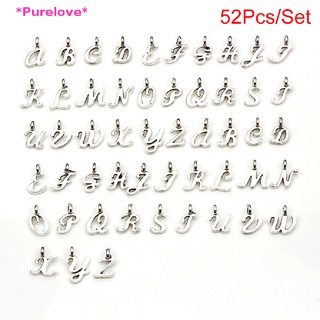 Purelove&gt; จี้ตัวอักษร A-Z 26 ตัว สีเงิน สไตล์ทิเบต สําหรับทําเครื่องประดับ DIY 52 ชิ้น ต่อชุด