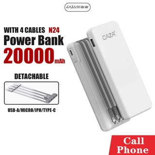 พาวเวอร์แบงค์ รุ่น N14 / N24 10000-20000mAh ถอดสายเพื่อชาร์จตัวแบตได้ มีสายในตัว USB Micro/Type-C/iPhon