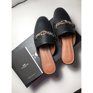 รองเท้า coach soft leather slide