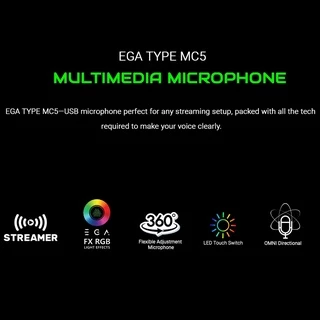 EGA TYPE MC5 ไมโครโฟน Gaming Microphone ไมโครโฟนตั้งโต๊ะ ขนาดเล็กพาพาง่าย เสียงดี เสียงชัด ของแท้รับประกันสินค้า 1 ปี