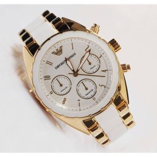 AR5944.   38mm  Ladies Sports Luxe White Steel Gold Watch