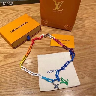 LOUIS VUITTON LV MONOGRAM RAINBOW MULTICOLOR CHARMS NECKLACE SANS LIGNE ESTHETIQUE เครื่องประดับ หลุยส์วิตตอง สร้อยคอโซ่