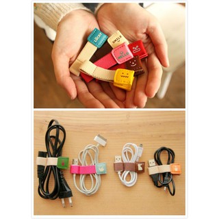 Korean leather cable winder ที่รัดสายหูฟัง ที่รัดสายชาร์จ แต่ละสไตล์ = สองชิ้น earphone &amp; cable