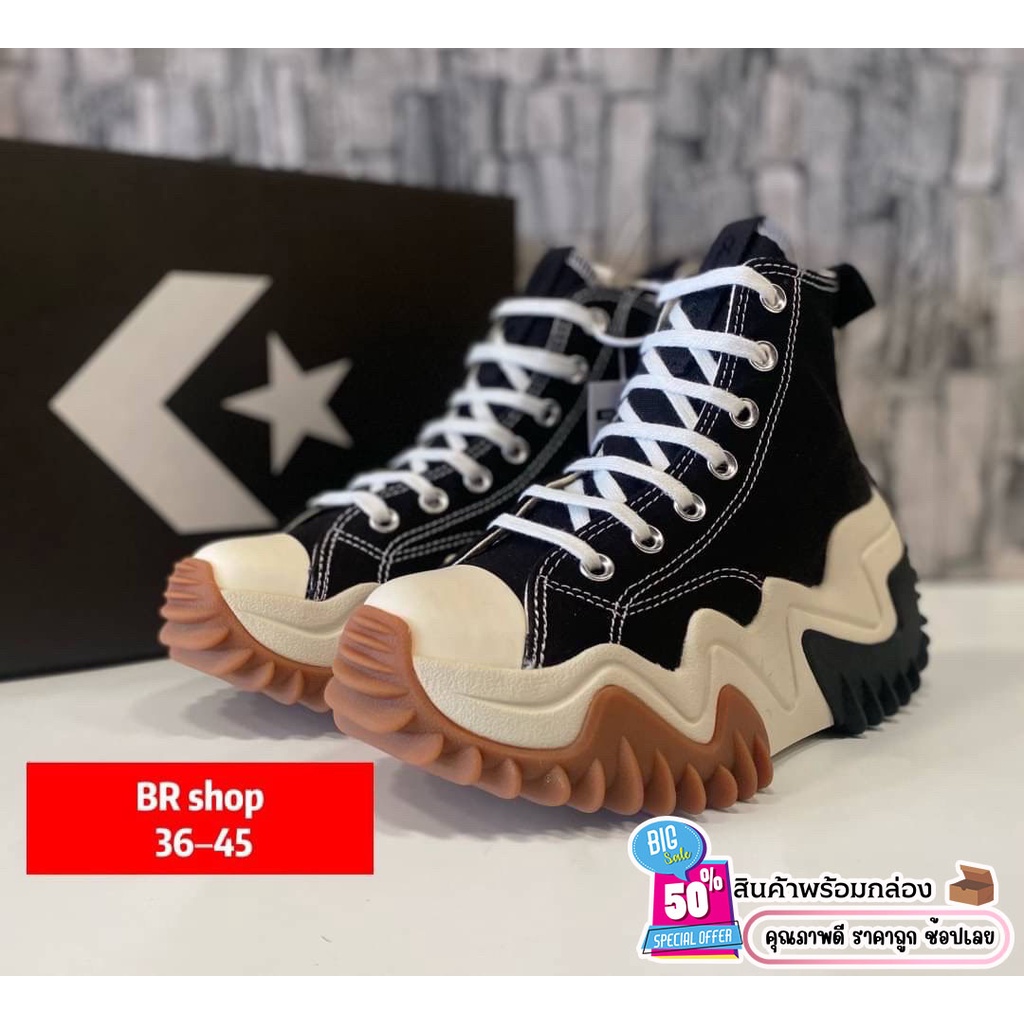 รองเท้าCONVERSE RUN STAR MOTION CANVAS PLATFORM HI BLACKพร้อมส่ง sz.36 ...