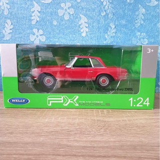 โมเดลรถเหล็ก WELLY 1963 Mercedes-Benz 230SL_FX MODELS 1:24เปิดประตูและฝากระโปรงหน้าได้ รถสะสม