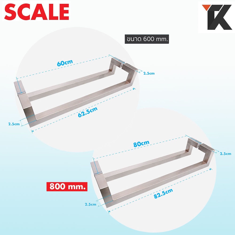 มือจับประตูกระจก Stainless Steel 304 ประตูไม้ ประตูอลูมิเนียม เงา แฮไลน์ ดำ รุ่น TK 153S ราคา ถูกที่สุด ดีลบีเคเค แกลเลอรีภาพที่ 9