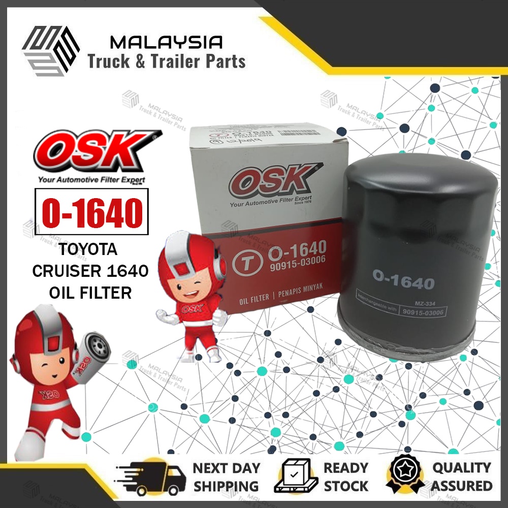 OSK O-1640 TOYOTA LANDCRUISER HDJ101 HZJ80 Prado LJ78 KZJ95 กรองน้ํามันเครื่อง (90915-0306)