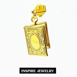 ☑ﺴ☞Inspire Jewelry ,จี้ล็อคเก็ตใส่ภาพได้ เปิดปิดได้ เป็นรูปสมุด สีทอง น่ารัก เสริมมงคล แก้ชง พร้อมถุงกำมะหยี่สร้อยคอจี้น