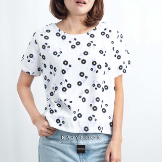 เสื้อทรงฟรีไซส์  เนื้อคอลตอลเรียบ ลายดอกไม้ สุดเรียบ  แขนสั้นและแขนกุด