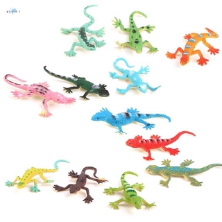 Gecko ของเล่นจิ้งจกพลาสติกขนาดเล็ก 12 ชิ้น