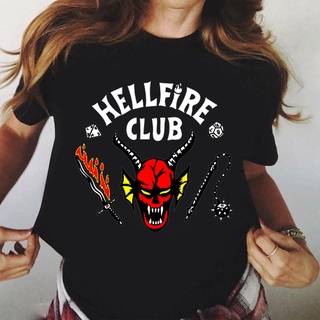 เสื้อยืด พิมพ์ลาย Hellfire Club Stranger Things Season 4 Netflix 90s สไตล์ฮาราจูกุ แฟชั่นสําหรับผู้หญิง