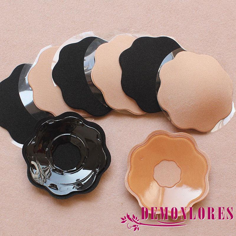 Demq-ผู้หญิงกาวซิลิโคนจุกนมครอบคลุมreusableรอบ/รูปดอกไม้ Sticky Bra Pad