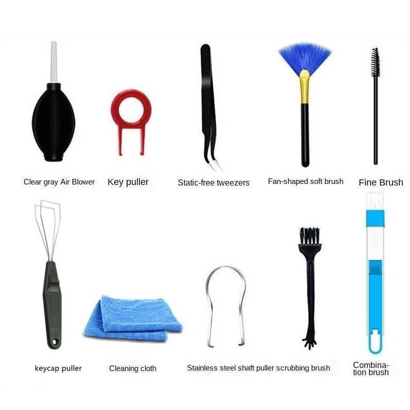 Mechanical Keyboard Cleaning Tools Set Key ชุดเครื่องมือทําความสะอาดคีย์บอร์ด กลไก ชุดเครื่องมือที่สําคัญ แป้นพิมพ์ กําไล ทําความสะอาดแล็ปท็อป ตะกอน ทําความสะอาด และถอดชิ้นส่วน ลวดเหล็ก ปุ่มกดสวิทช์ อุปกรณ์ดึง