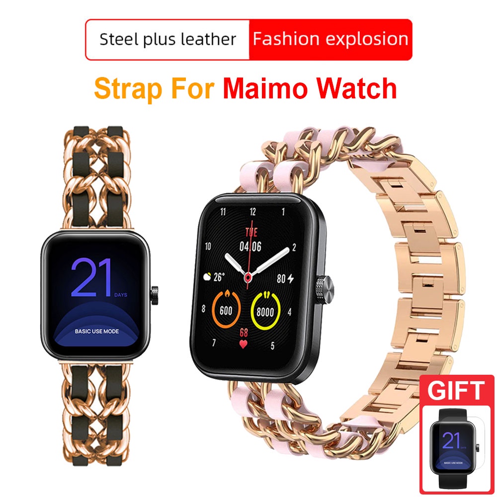 สายนาฬิกาข้อมือสแตนเลส สายหนัง สําหรับ Maimo Watch / Maimo Watch Flow