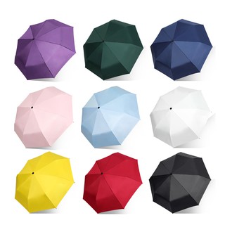 ร่มพับ 3 ตอน เปิด-ปิด อัตโนมัติ กันฝนกันแดด กัน UV 99.9 % แข็งแรง ทนทาน Umbrella Auto มีสีพื้นให้เลือก สีดำ สีเขียวเข้ม