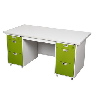 Desk DESK STEEL 159.5cm DL-52-33-GG GREEN Office furniture Home &amp; Furniture โต๊ะทำงาน โต๊ะทำงานเหล็ก LUCKY WORLD DL-52-3