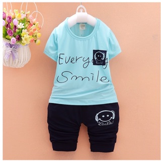 เสื้อฟ้า+กางเกงสีดำเด็ก
