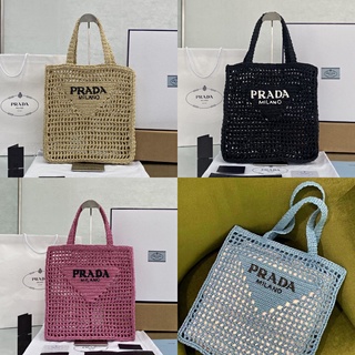 พรี​ Prada Tote กระเป๋าแฟชั่นกระเป๋าหิ้วกระเป๋าสานStrawBag