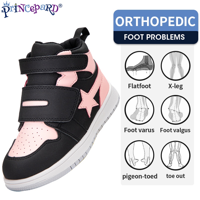 การเลือกคุณภาพอย่างเข้มงวดKids Sneakers Children Orthopedic Shoes Tip toe walking HighTop Ankle