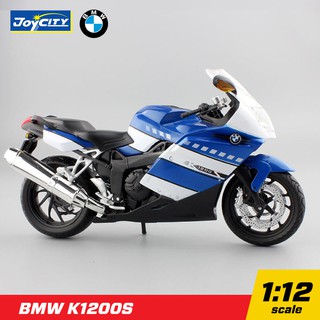 โมเดลรถ บิ๊กไบค์ BMW K1200S สีน้ำเงิน-ขาว สเกล 1:12 แบรนด์ JoyCity ( Automaxx ) โมเดลบิ๊กไบค์ K1200S