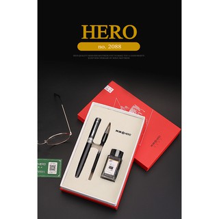 ปากกา HERO รุ่น 2088 ปากกา 2 หัวพร้อมหมึกรีฟิล ปากกาเซ็นชื่อ ปากกาหมึกซึม