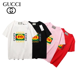 [S-5XL]เสื้อยืดแขนสั้นลําลอง ผ้าฝ้าย พิมพ์ลาย G-uC-cl พลัสไซซ์ สําหรับผู้ชาย และผู้หญิง