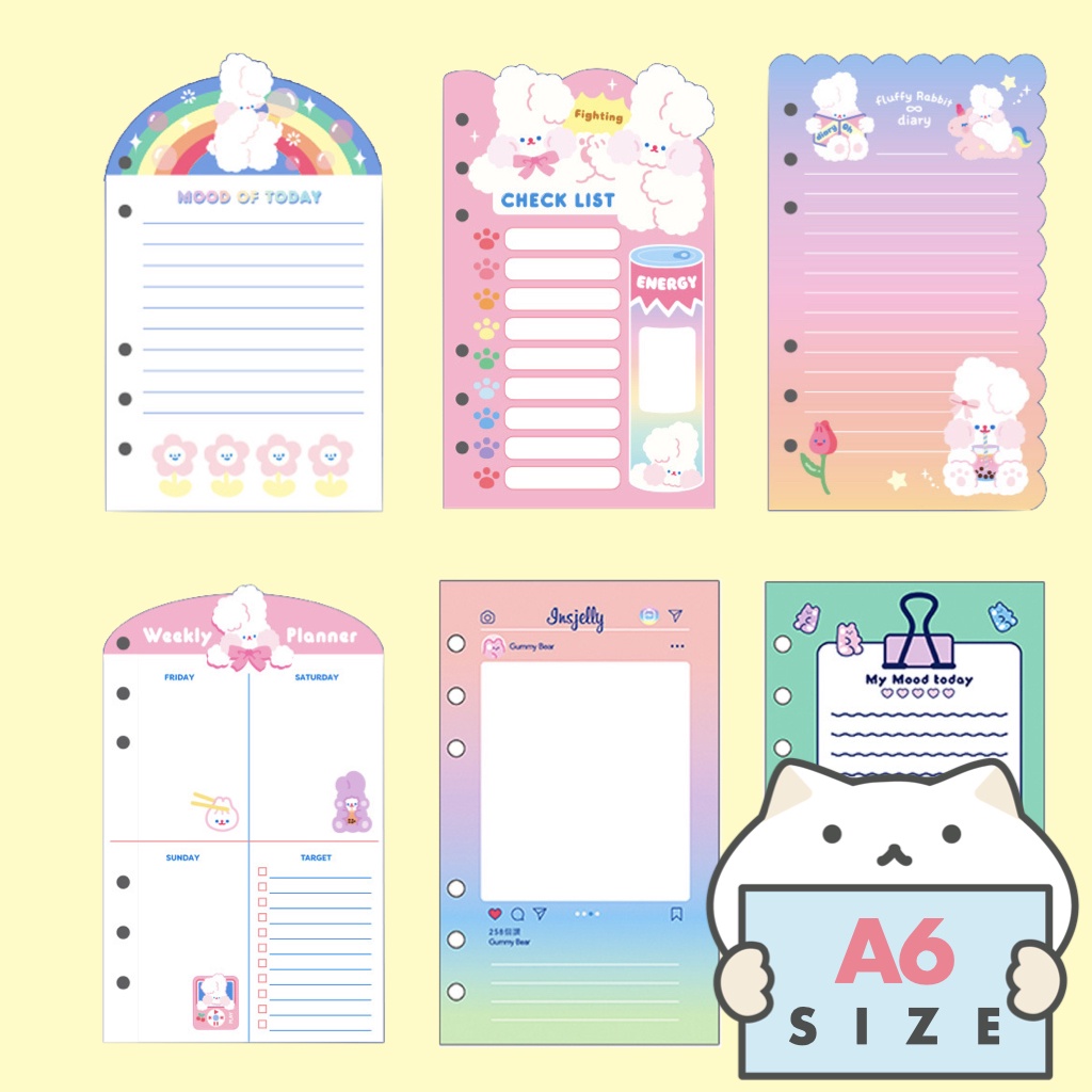 กระดาษรีฟิล 6 รู Bentoy V.1 ขนาด A6 BT Planner Refill Paper Insert Diary 6 Holes สมุดแพลนเนอร์ ไดอารี่ mimisplan