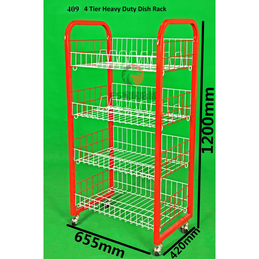 (409/444)ชั้นวางจานสําหรับงานหนัก 4 ชั้น/ชั้นวางจานหนัก 4 ชั้น wm-409
