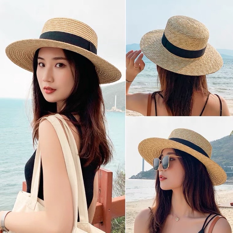 🌿HatforU🌿 หมวกทรงเค้ก หมวกสาน ทำจากพืชวัสดุธรรมชาติ <<ส่งจากไทย>> รีวิวเยอะมาก นางแบบใส่ 7 cm