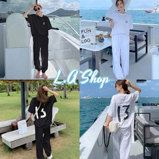 L.A Shop พร้อมส่ง ชุดเซ็ท เสื้อแขนสั้นคอกลม+กางเกงขายาว ลายเสื้อ 13 เท่มาก " DX-13" 07