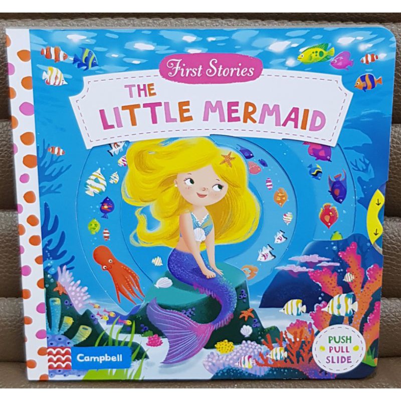 The Little Mermaid (First Stories push pull slide board book) เหมาะสำหรับ 1+ กระดาษแข็งหนาทุกหน้า