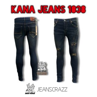 กางเกงยีนส์ทรงเดฟ สกินนี่ผ้ายืด สนิมแต่งขาด KANA JEANS 1038