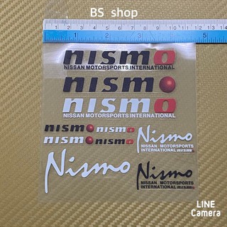 สติ๊กเกอร์* nismo งานพิมพ์อิงค์เจท ตัวหนังสือตัวเล็ก สำหรับตกแต่งรถยนต์ ราคาต่อแผ่น มี 10 ดวง