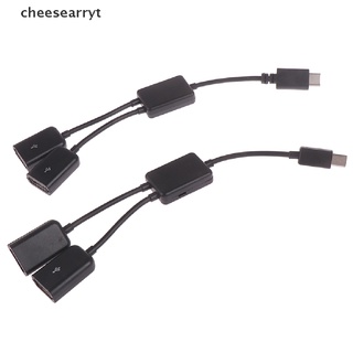 Chee อะแดปเตอร์แยกสายเคเบิ้ล Micro usb type c เป็น 2 otg dual female พอร์ต usb hub