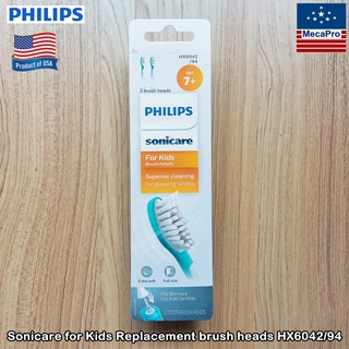 Philips® Sonicare for Kids Replacement brush heads HX6042/94  ฟิลิปส์ หัวแปรงสีฟันไฟฟ้า 2 ชิ้น สำหรับเด็กอายุ 7+