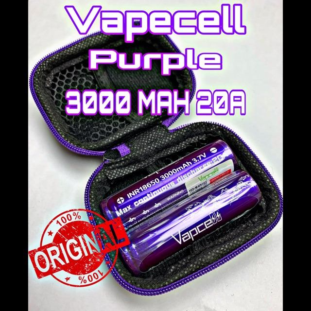 (แท้ 100%) ถ่านชาร์จ Vapcell ม่วง 18650