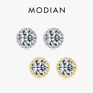 Modian ใหม่ ต่างหูสตั๊ด เงินแท้ 925 ทรงกลม 100% สีทอง แฟชั่น สําหรับผู้หญิง งานแต่งงาน