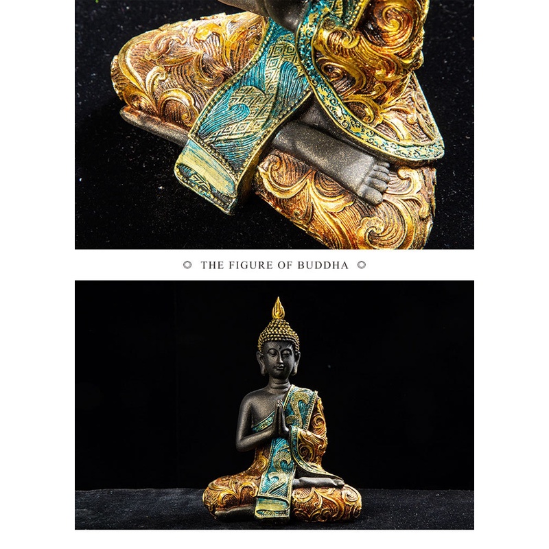 ♨Buddha Statue Thailand Buddha Sculpture Green Resin Hand Made Buddhism Hindu Fengshui Figurine Meditation Home Decor