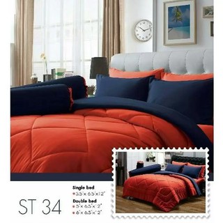 ชุดผ้าปูที่นอนสีทูโทน ลาย ST34 (Orange) ชุดผ้าปู 5 ฟุต