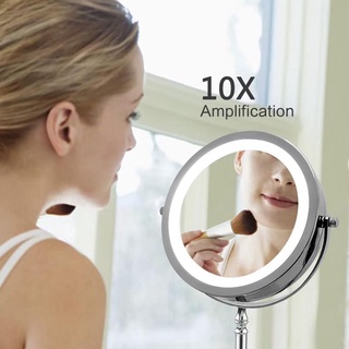 กระจกส่องหน้าขยาย ซูมคมชัด 10เท่า พร้อมไฟ warm white ชนิด LEDในตัว หมุนบานกระจกได้ 360 องศา วัสดุแข็งแรงทนทาน สวยงามมาก